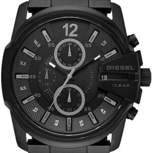 diesel mega chief analog black over sized dial men's watch dz4283